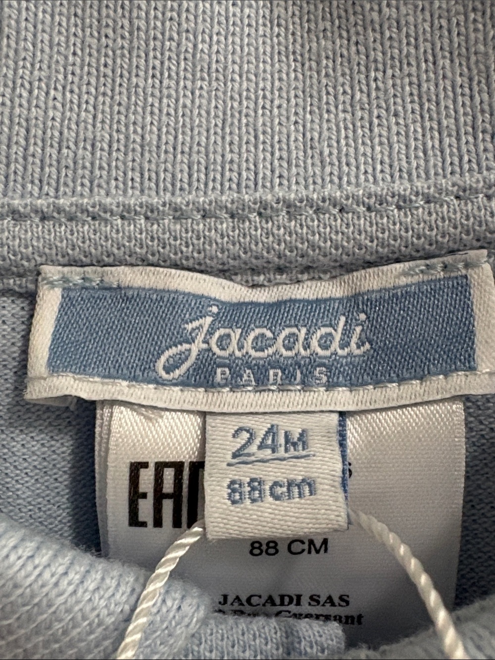 NWT Jacadi Paris Boys Polo Shirt in Light Blue Organic Cotton Preppy Size 24 Mos - Picture 2 of 10